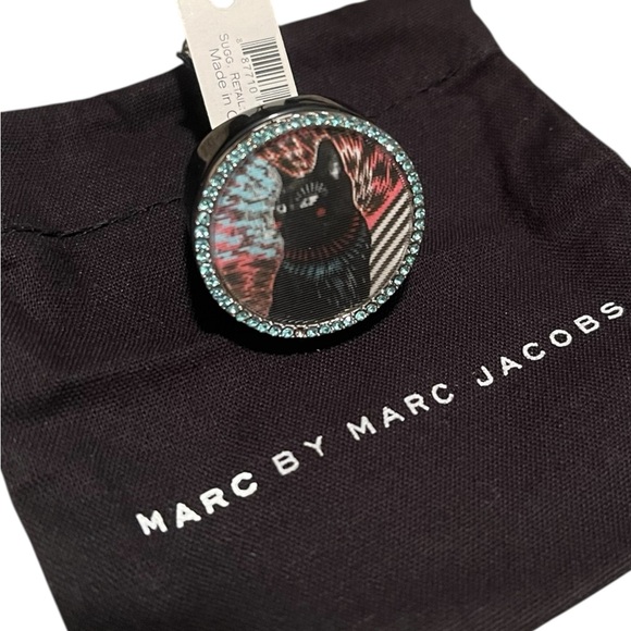 Marc by Jacobs holographic changing Black Cat Ring with crystal Trim - Picture 1 of 4